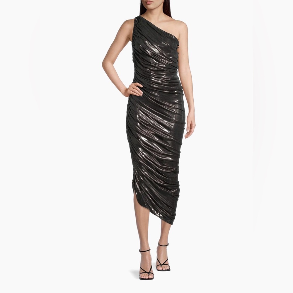 Norma Kamali Gunmetal Asymmetrical Dress